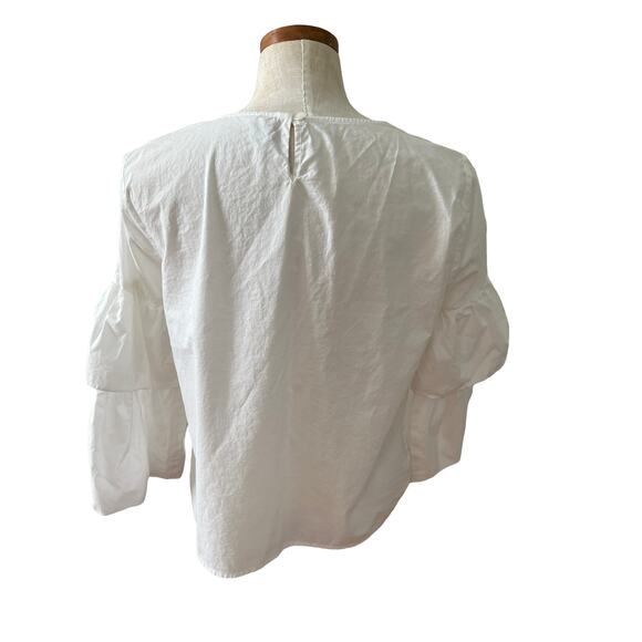 Madewell crisp white Poplin tiered sleeve blouse - Picture 4 of 6